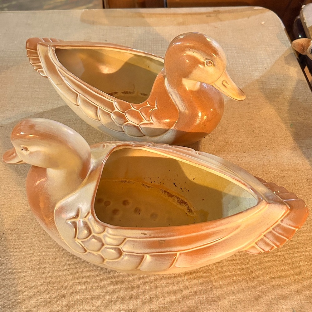 2 Vintage Frankoma Duck Planters